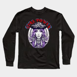 Girl power, violet eyed pirate queen Long Sleeve T-Shirt